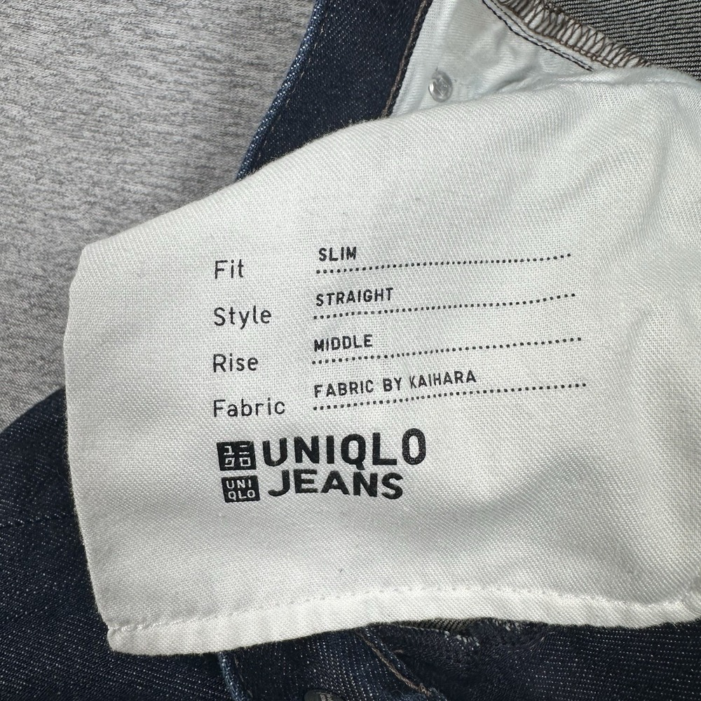Uniqlo Jeans Mens 32x32 Blue Selvedge Kaihara Japan Denim Slim Straight Mid Rise - Picture 10 of 11